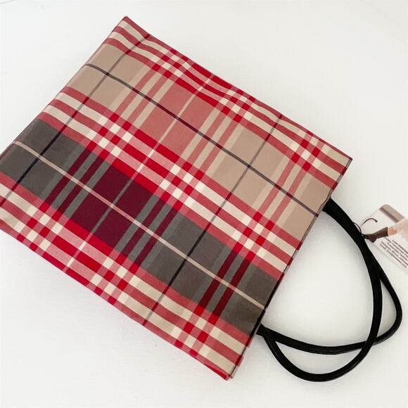 BURBERRY Nova Check Hand Bag Canvas Red Tote - Picture 8 of 13